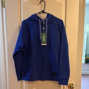 Dover saddlery blue hooded full zip sweatshirt